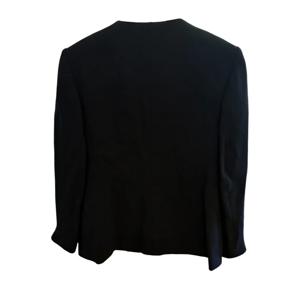 Talbots Petites Black Collarless Blazer Button Front Jacket Size 6P Professional